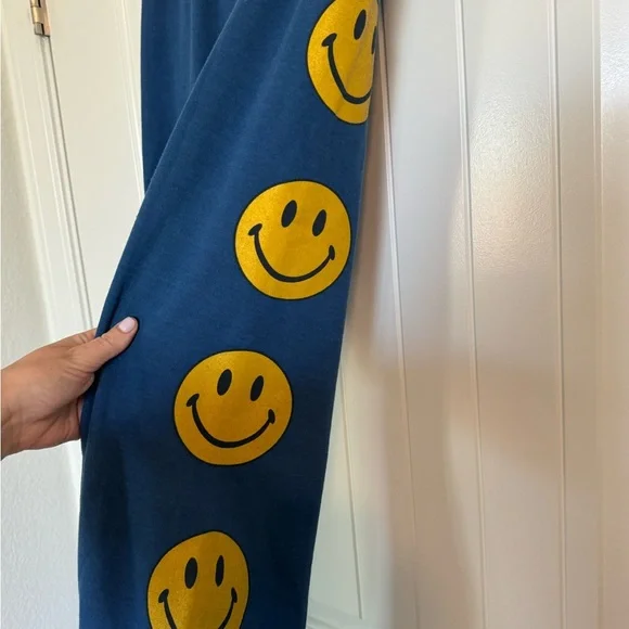 Aviator Nation Blue Yellow Smiley Faces sweat pants size medium - Picture 3 of 6